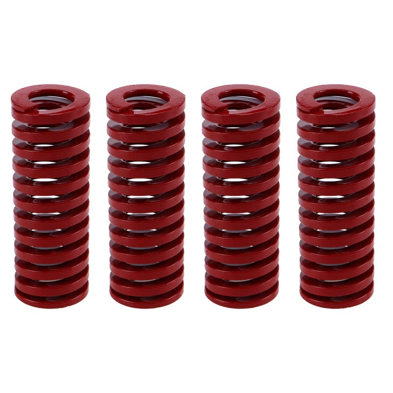 Sydien 4Pcs 30mm OD,80mm Free Length Steel Tubular Section Medium Heavy Duty Die Spring Compression Spring Red,38% Maximum Compression